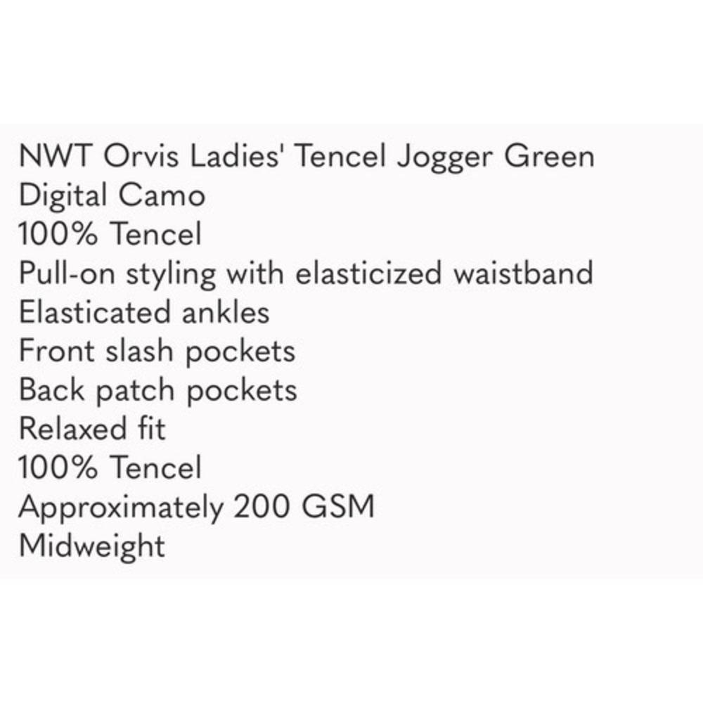 ORVIS Jogger Pants Women XL Green Digital Camo Tencel Lyocell Relaxed Travel NWT - Picture 11 of 12